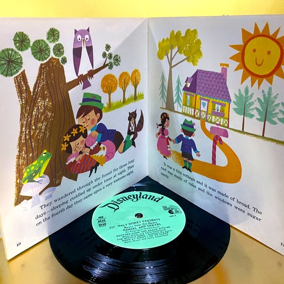 WALT DISNEY VTG 1967 HANSEL AND GRETEL DISNEYLAND VINYL 45 RECORD & 24p BOOK  7” - Picture 11 of 16